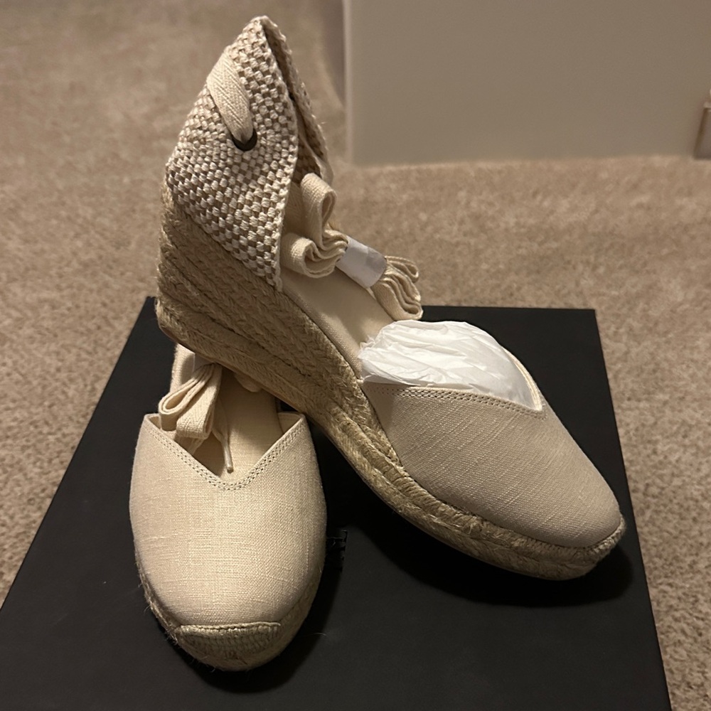 Soludos Cream Espadrille Wedges